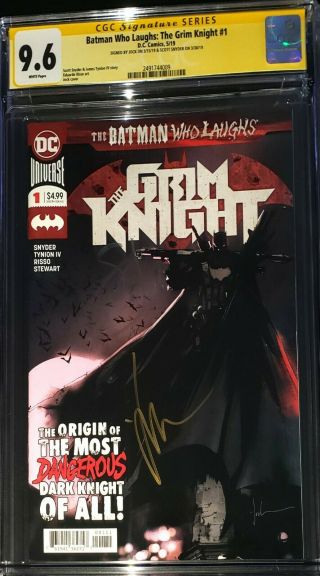 Batman Who Laughs: The Grim Knight 1 Cgc Ss 9.  6 Signed By Jock & Scott Snyder