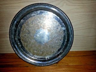 Vtg Silver Plate Serving Tray Round Flora Scroll Design
