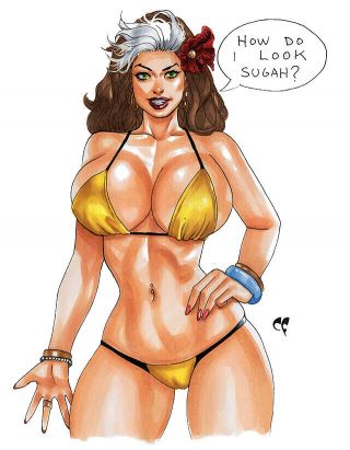 Rogue X - Men Art Sexy Bikini Summer Fun By Chris Foulkes