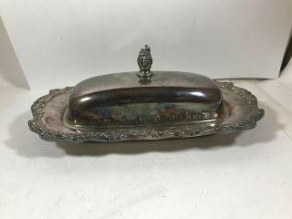 Vintage Countess Silver Plate Covered Butter Dish Depression Glass Insert