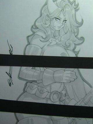 Huntress Girl Sexy Busty Sketch Pinup - Daikon Art