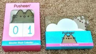 Pusheen The Cat Wooden Block Calendar & Magnetic Key Holder Spring 2019 Box