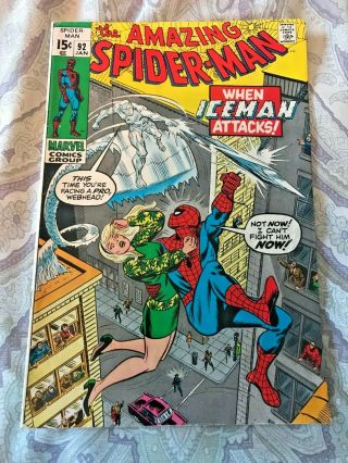 Spider - Man 92 Marvel 1971 Iceman Cover & App Gwen Stacy Lee & Romita