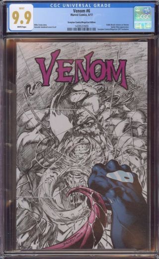 Venom 6 Megacon 2017 Cgc 9.  9 Mark Bagley Rare Sketch Variant Spider - Man