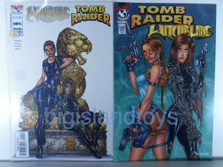 Tomb Raider Witchblade 1 1997 & Witchblade Tomb Raider 1 1998 Turner Covers Nm