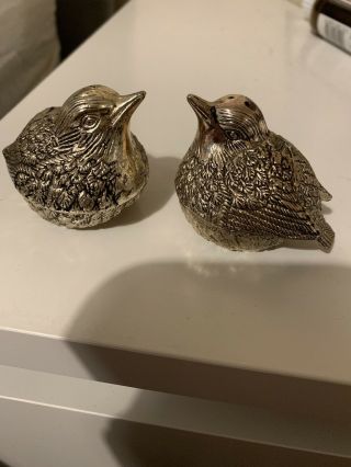 Antique Silver Plate Salt And Pepper Shaker Birds Swallows Swift Collectables