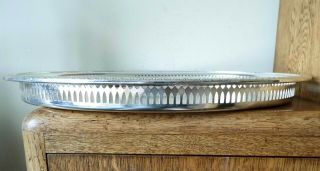 VINTAGE 1960s ORNATE SILVER PLATED OVAL PIERCED GALLERY TRAY with Gadrooned Rim 2