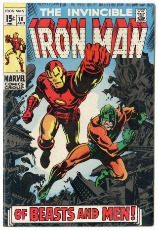 Iron Man 16 Vf/nm 9.  0 Ow/white Pages The Unicorn Marvel 1969