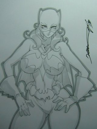 Batgirl Batman Bat Girl Sexy Busty Sketch Pinup - Daikon Art