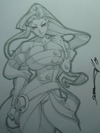 Rose Street Fighter Capcom Girl Sexy Busty Sketch Pinup - Daikon Art