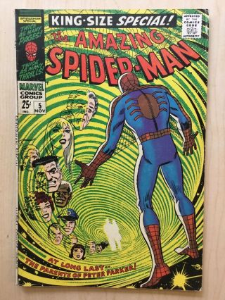 Spider - Man King Size Special 5 1968 " The Parents Of Peter Parker " Fine