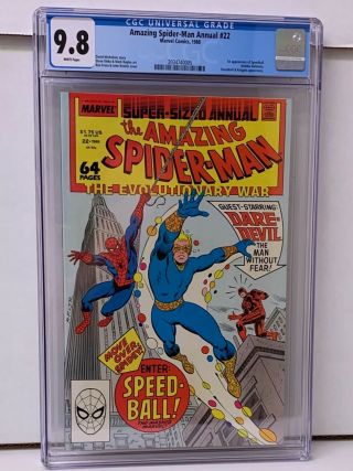 Spider - Man Annual 22,  Cgc 9.  8 1st Appearance Of Speed Ball