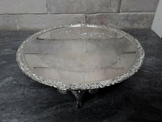Silver Plate Salver / Tray On 3 Legs