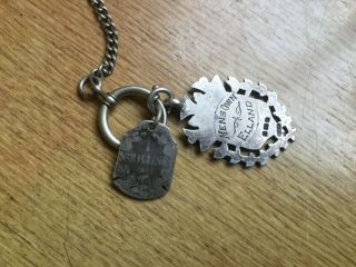 Men’s Own Elland Silver Fob & South Africa 1897 Shilling Coin on Fob Chain 3