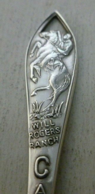 Will Rogers,  Ranch,  California,  Sterling Silver Souvenir Spoon,  By H.  Tammen Co,
