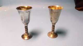 2 Vintage Visuic,  Sl Silverplated Goblet/cordial Made In Spain Small 4 Inch