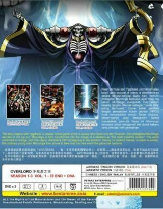 Overlord Season 1 - 3 (Tv 1 - 39 End) DVD ENGLISH SUB REGION 2