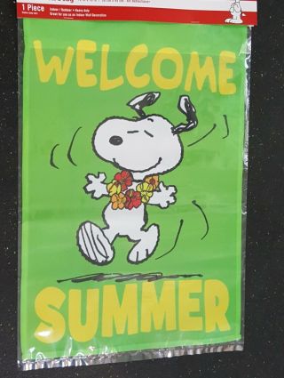 Peanuts Snoopy Dog Welcome Summer Garden Flag 12 X 18
