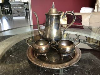 Vintage Fb Rogers Silver Co 1224 2391 Silver Plate Tea Set Teapot W/sugar /bowl