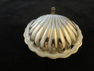 Vintage Silver Plated Scallop Shell Dish Glass Liner Marked F.  C.  (311)