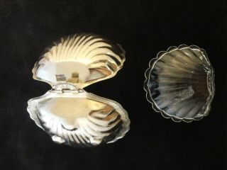 Vintage Silver Plated Scallop Shell Dish Glass Liner marked F.  C.  (311) 3