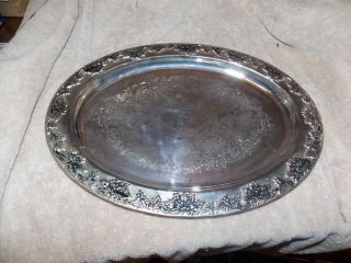 Vintage Silverplated Grape & Vines Oval Serving Tray By Godinger Silver & Art