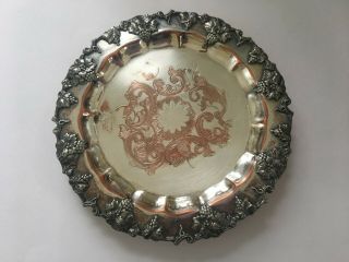 Antique E.  G.  Webster & Son Silver Plate Footed Small Tray/plate W/grape Pattern