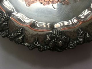 Antique E.  G.  WEBSTER & SON Silver Plate Footed Small Tray/Plate w/Grape Pattern 3