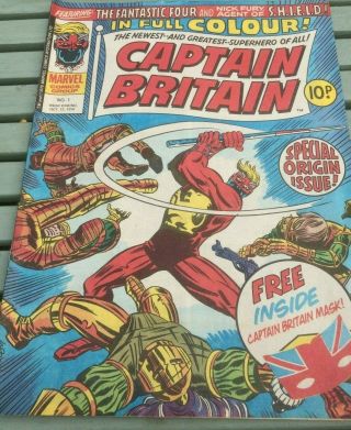 Very Rare Captain Britain No 1 Uk Weekly Speical Origin 1st Issue 13th Oct 1976