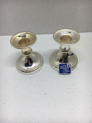 Vintage Pair Rogers Weighted Base Sterling Candlestick Holders
