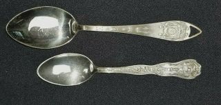2 Sterling Silver Souvenir Spoons Hotel Utah Salt Lake Us History 32 Gr 1.  1 Oz