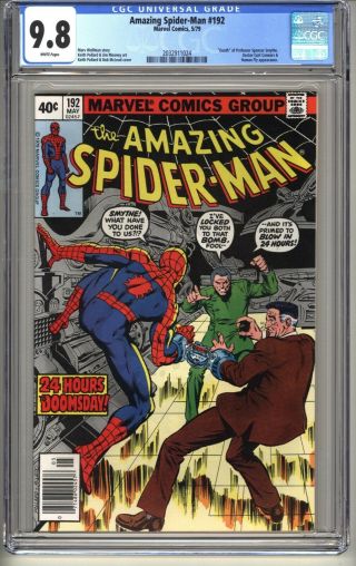 Spider - Man 192 Cgc 9.  8 Wp Nm/mt Marvel Comics 5/79 Death Prof Smythe