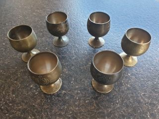 Set Of 6 Antique Epns Goblet Egg Cups / Drinking Cups
