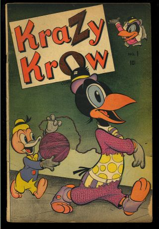 Krazy Krow 1 First Issue Timely Funny Animal Comic 1945 Vg -