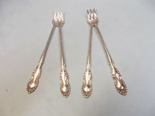 4 Elberon Seafood Cocktail Forks - So Ornate 1897 Rogers - Fine & Rare
