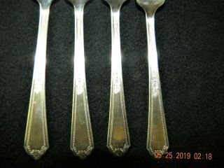 Four 1925 Romance Plate Holmes and Edwards Inlaid Silverplate Dinner Forks 2