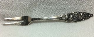 Vintage Norway Sterling Silver Th.  Marthinsen 4 " Short Plume Handle Lemon Fork
