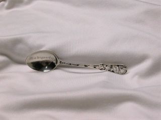 Michigan City In Indiana Souvenir Spoon Vtg Sterling Silver Morning Glory Flower
