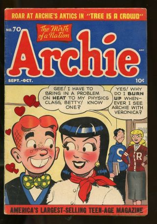 Archie Comics 70 Very Good,  4.  5 1954 Archie Series