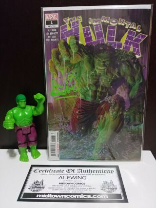 The Immortal Hulk 1 Signed 1st Print Al Ewing Green Marvel Comic Book 2018 Nm