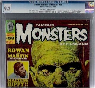Famous Monsters Of Filmland 58 Cgc 9.  2 Ow - W,  1969 Gogos Painted Karloff
