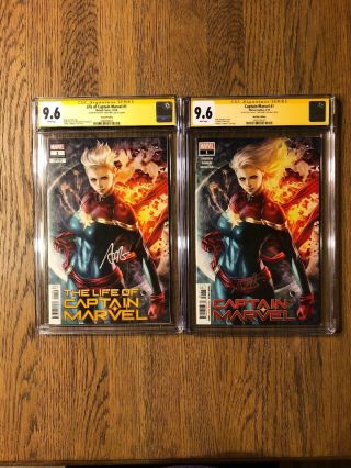 Life Of Captain Marvel 1 & Wal - Mart Variant Edition Cgc 9.  6 Ss Signed Artgerm