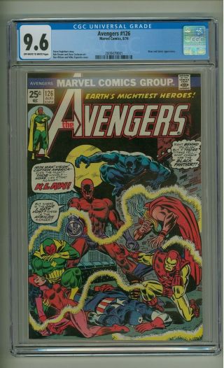 Avengers 126 (cgc 9.  6) Ow/w Pages; Klaw; Solarr; Marvel Comics; 1974 (c 23382)