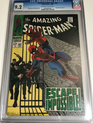 Spider - Man 65,  Cgc 9.  2,  White Pages.  Nm - (not Pgx) 1968