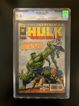 Incredible Hulk 449 Cgc 9.  4 (nm) White Pages 1st Appearance Thunderbolts