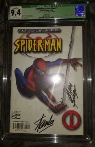 Ultimate Spider - Man 1 White Variant Cgc 9.  4 Key Signature Stan Lee,  Mark Bagley