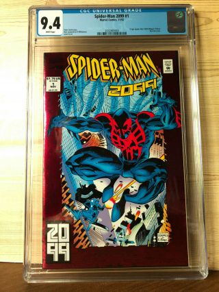Spider - Man 2099 1 Nov 1992 Marvel Cgc 9.  4 Origin Spider - Man 2099 Red Foil Cover