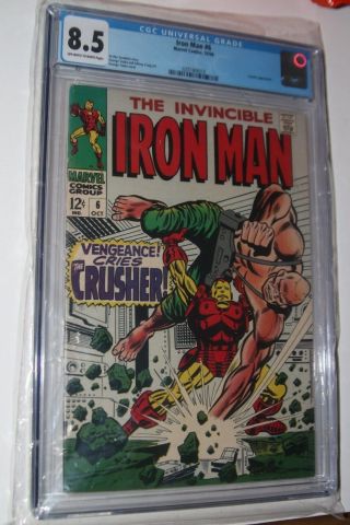 Iron Man 6 Cgc 8.  5 - Ow/w Pages - Crusher Apperance W/ Goodwin And Tuska Art