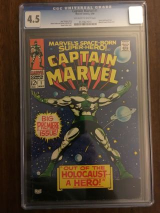 Captain Marvel 1 Marvel Comics 1968 Comic Book Cgc 4.  5 Colan Art