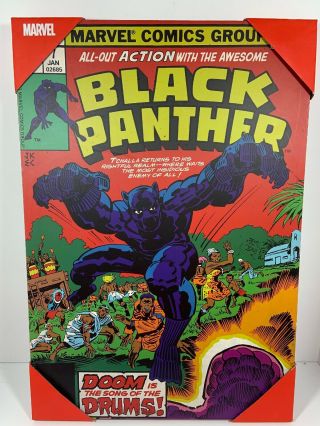 Marvel Comics " Black Panther " Wood Wall Canvas Room Decor Art